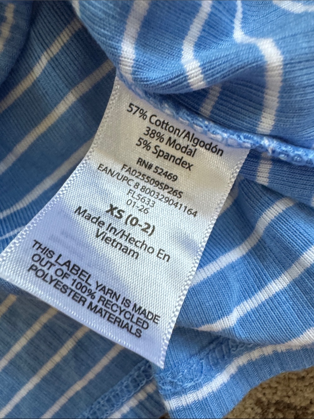 Striped Crewneck Button-Up Top in Light Blue - Picture 6 of 6